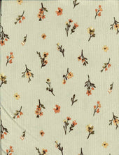 Load image into Gallery viewer, P2243-FL51587-Y C11 GREEN/RUST PRINTED RIB KNIT FLORAL