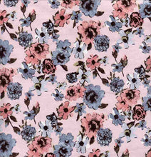 Load image into Gallery viewer, D2052-FL51563 C11 PINK/BLUE BRUSH PRINT FLOWERS DTY