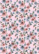 Load image into Gallery viewer, D2052-FL51563 C11 PINK/BLUE BRUSH PRINT FLOWERS DTY