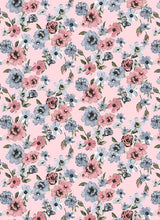 Load image into Gallery viewer, P2243-FL51563-Y C11 PINK/BLUE PRINTED RIB KNIT FLORAL DTY BRUSH PRINTS