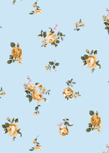 Load image into Gallery viewer, P2243-FL51577-Y C11 BLUE/ORANGE PRINTED RIB KNIT FLORAL