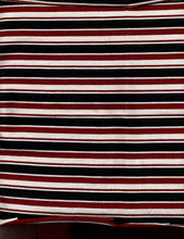 Load image into Gallery viewer, KNT-2094 BLACK/WINE JERSEY STRIPES RAYON SPANDEX KNITS
