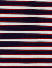 Load image into Gallery viewer, KNT-2095 NAVY/RED JERSEY STRIPES RAYON SPANDEX KNITS
