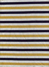 Load image into Gallery viewer, KNT-2059 NAVY/MUSTARD JERSEY STRIPES RAYON SPANDEX KNITS
