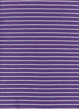 Load image into Gallery viewer, KNT-2082 VIOLET/IVORY JERSEY STRIPES RAYON SPANDEX KNITS
