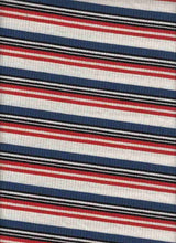 Load image into Gallery viewer, KNT-2213 C25 DENIM/RED/WHITE RIB STRIPES KNITS
