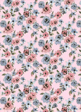 Load image into Gallery viewer, D2052-FL51563 C11 PINK/BLUE BRUSH PRINT FLOWERS DTY

