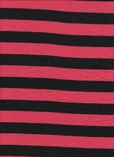 Load image into Gallery viewer, KNT-1548 BLACK/CORAL JERSEY STRIPES RAYON SPANDEX
