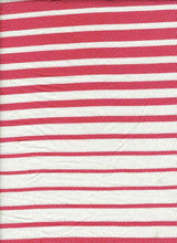 Load image into Gallery viewer, KNT-1383 IVORY/CORAL JERSEY STRIPES RAYON SPANDEX
